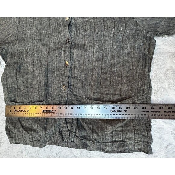 Via Vai by Pollero Button Front Long Sleeve Textured Linen Jacket Medium Gray - Picture 7 of 8